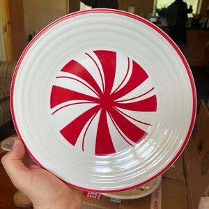 Fiesta Ware Holiday 9” Luncheon Plates Peppermint Swirl
